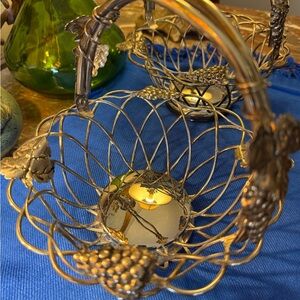 Set of 2 Vintage Godinger Silver Plated Baskets with Grape Accents